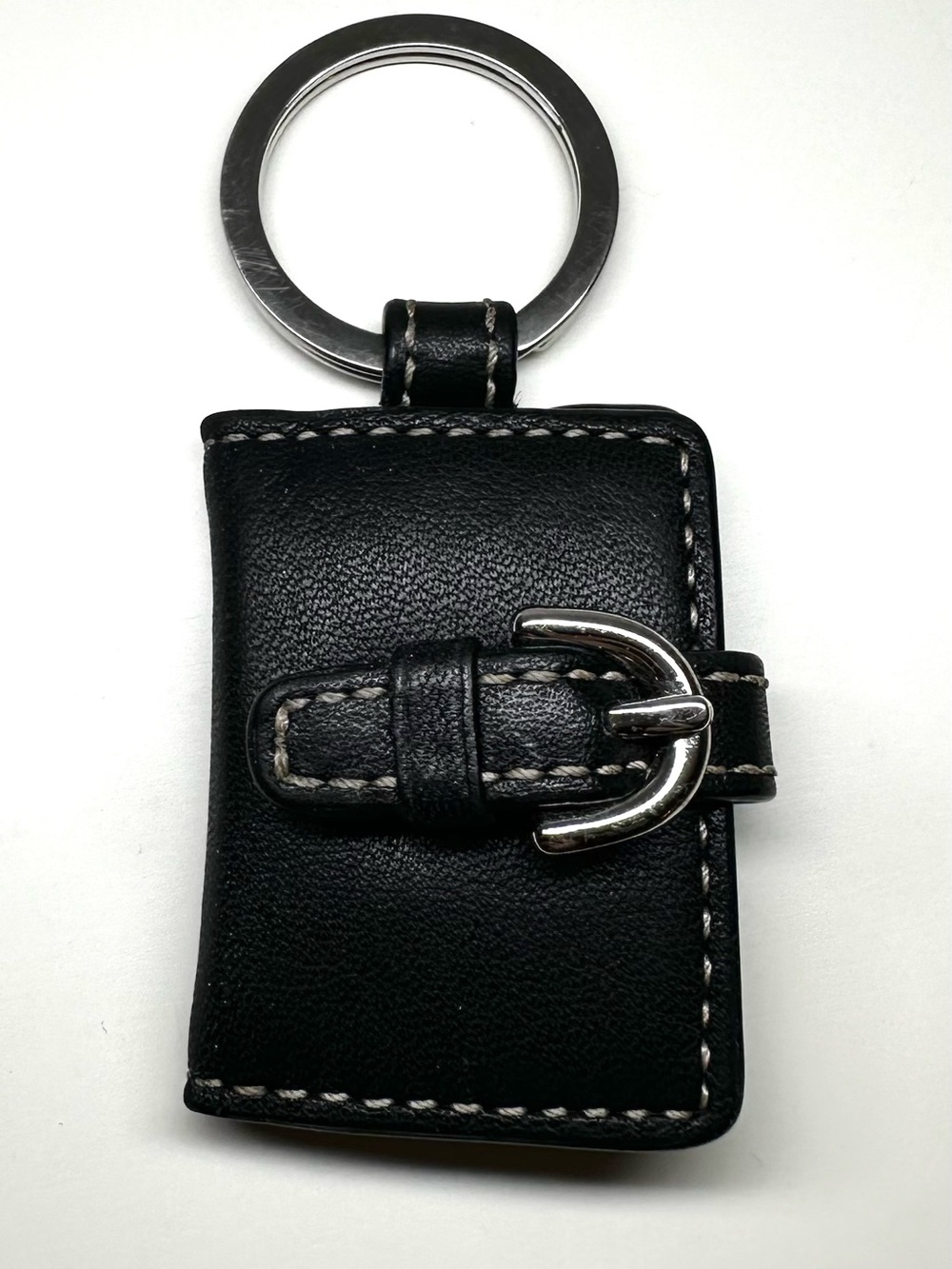 COACH Vintage Photo Holder Keychain Black Leather
